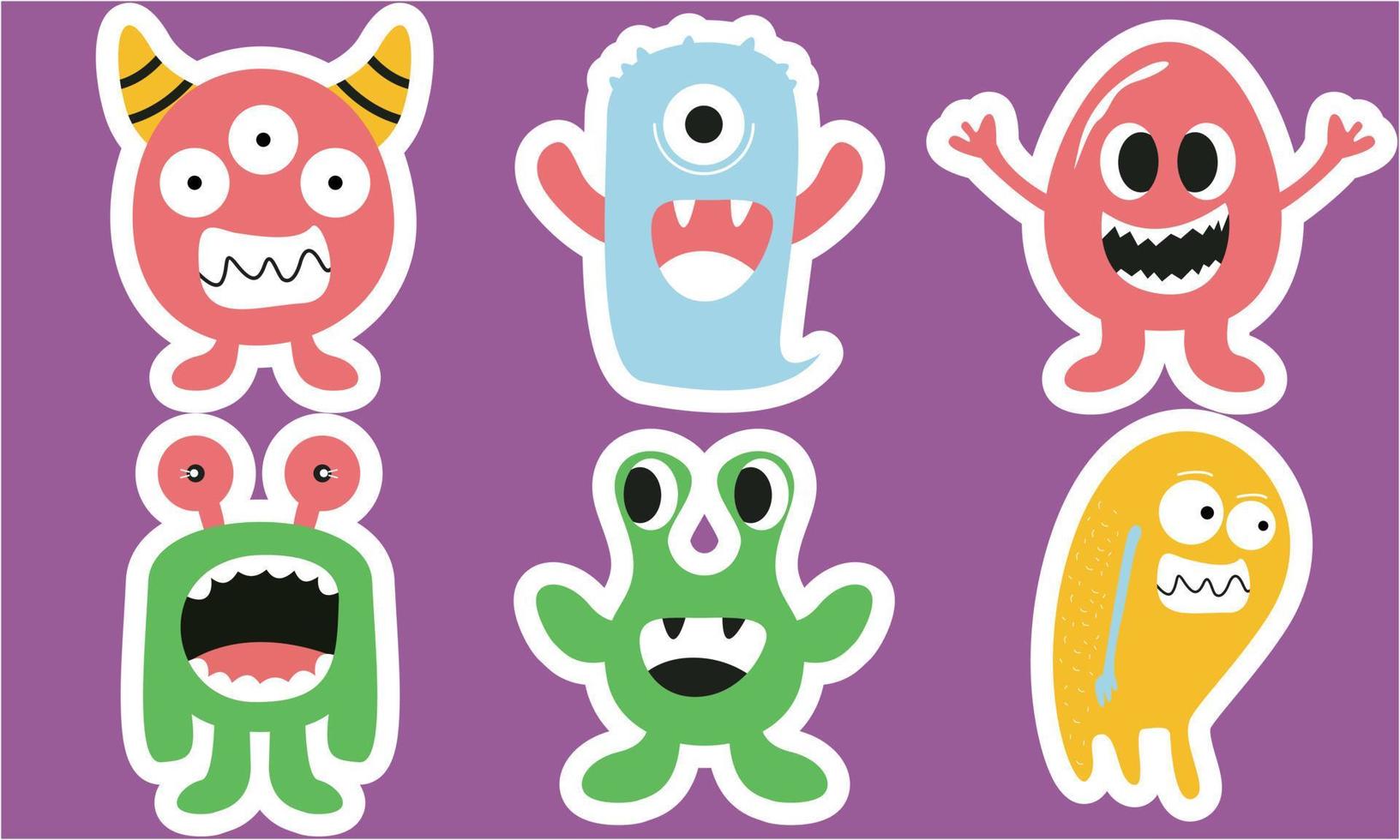 Seamless pattern with funny monsters. Sticker monster vector