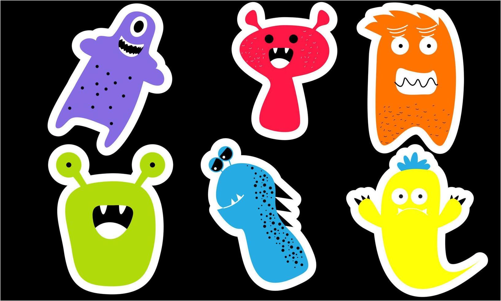 Seamless pattern with funny monsters. Sticker monster vector