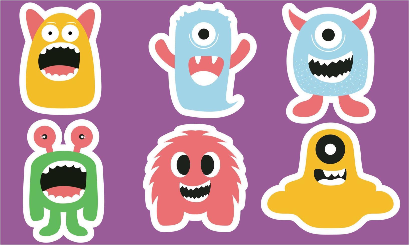 Seamless pattern with funny monsters. Sticker monster vector