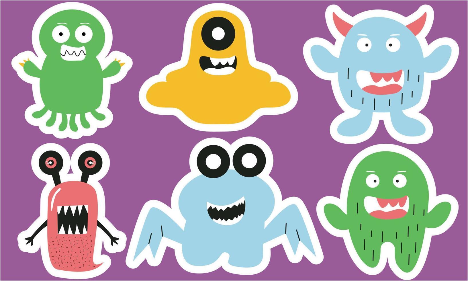 Seamless pattern with funny monsters. Sticker monster vector