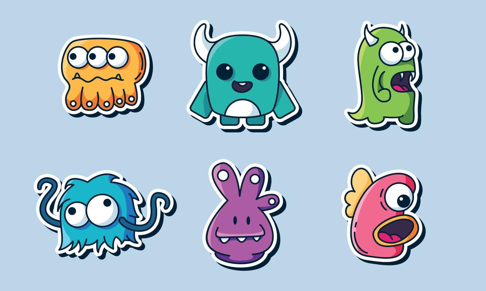 Seamless pattern with funny monsters. Sticker monster vector