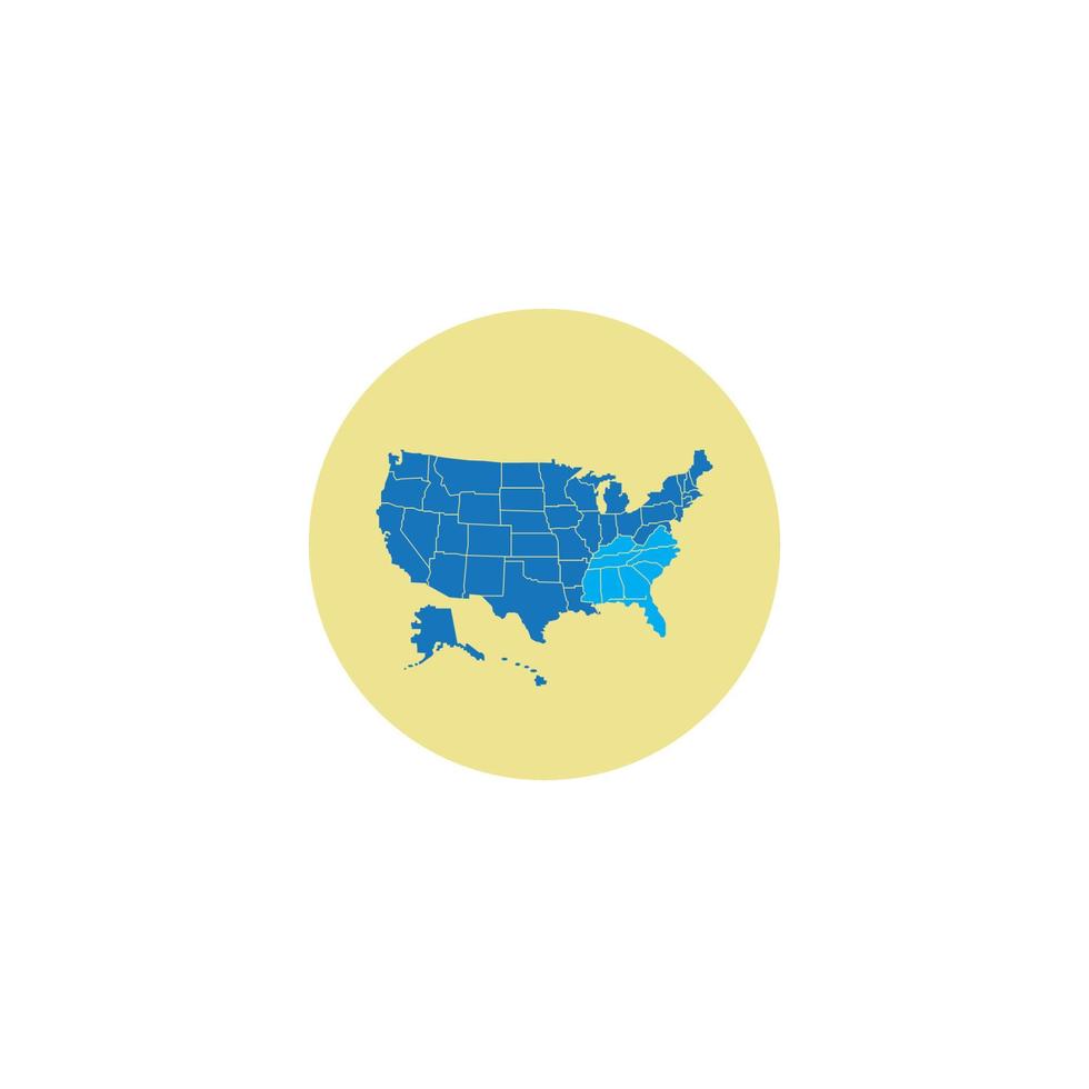 icono de mapa de estados unidos vector