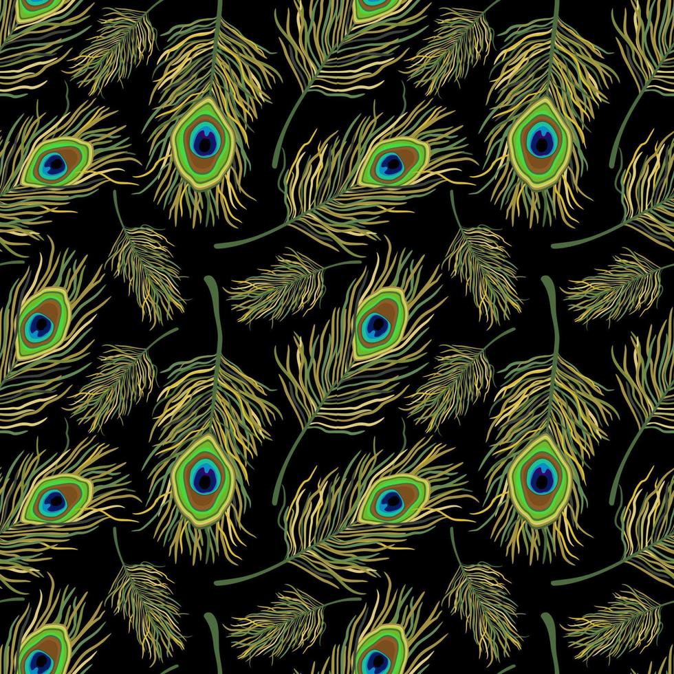Vector seamless pattern with peacock feathers.