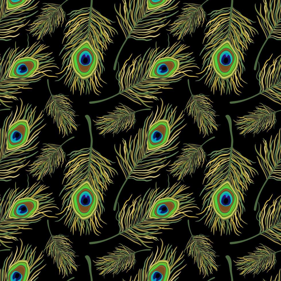 Vector seamless pattern with peacock feathers.