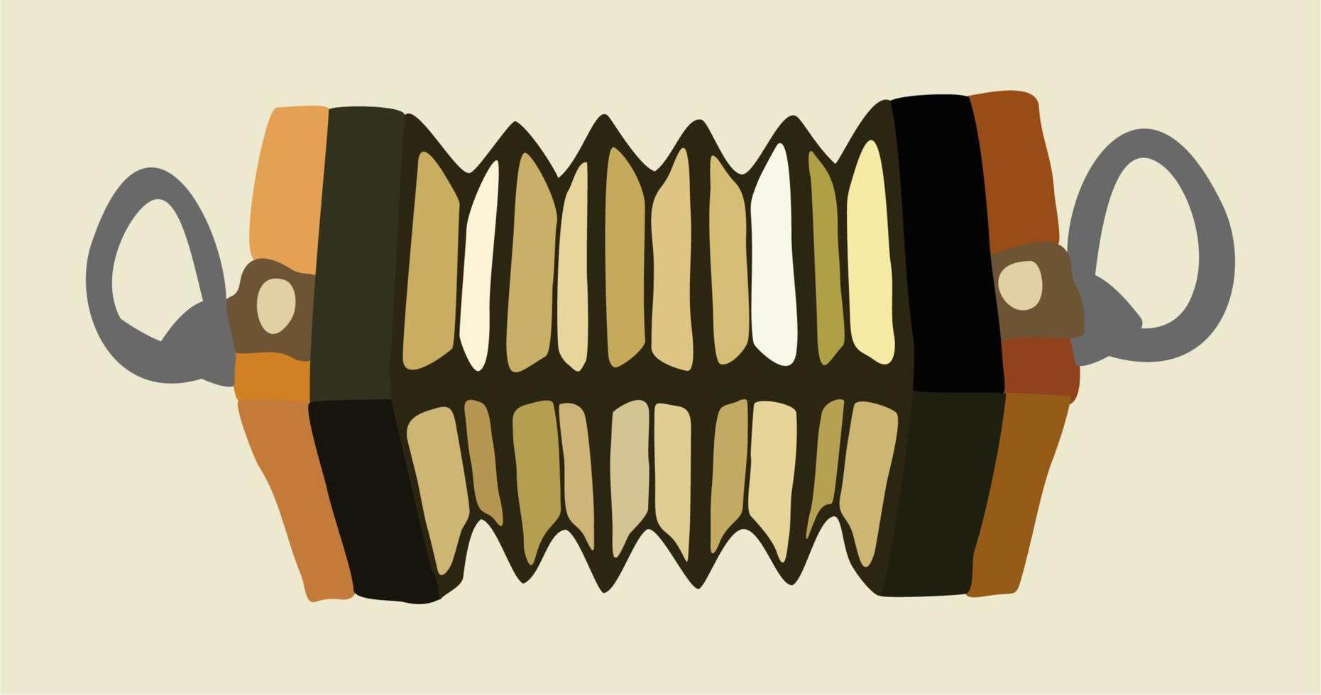 Vector isolated illustration of concertina. Musical instrument.