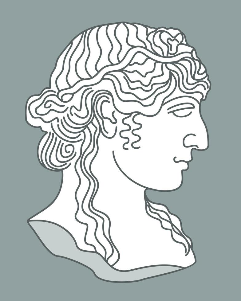 Vector isolated illustration of female greek statue.