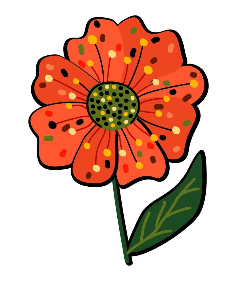 ilustración vectorial aislada de flor roja decorativa. vector