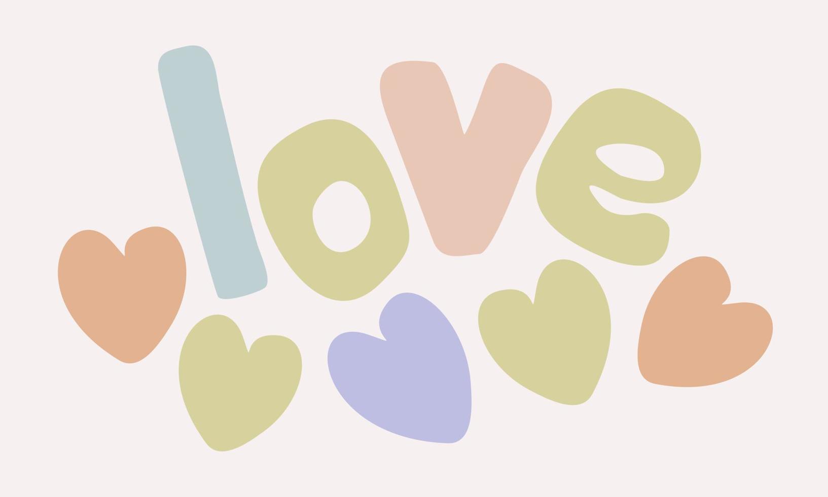 Vector lettering with hearts. Love.