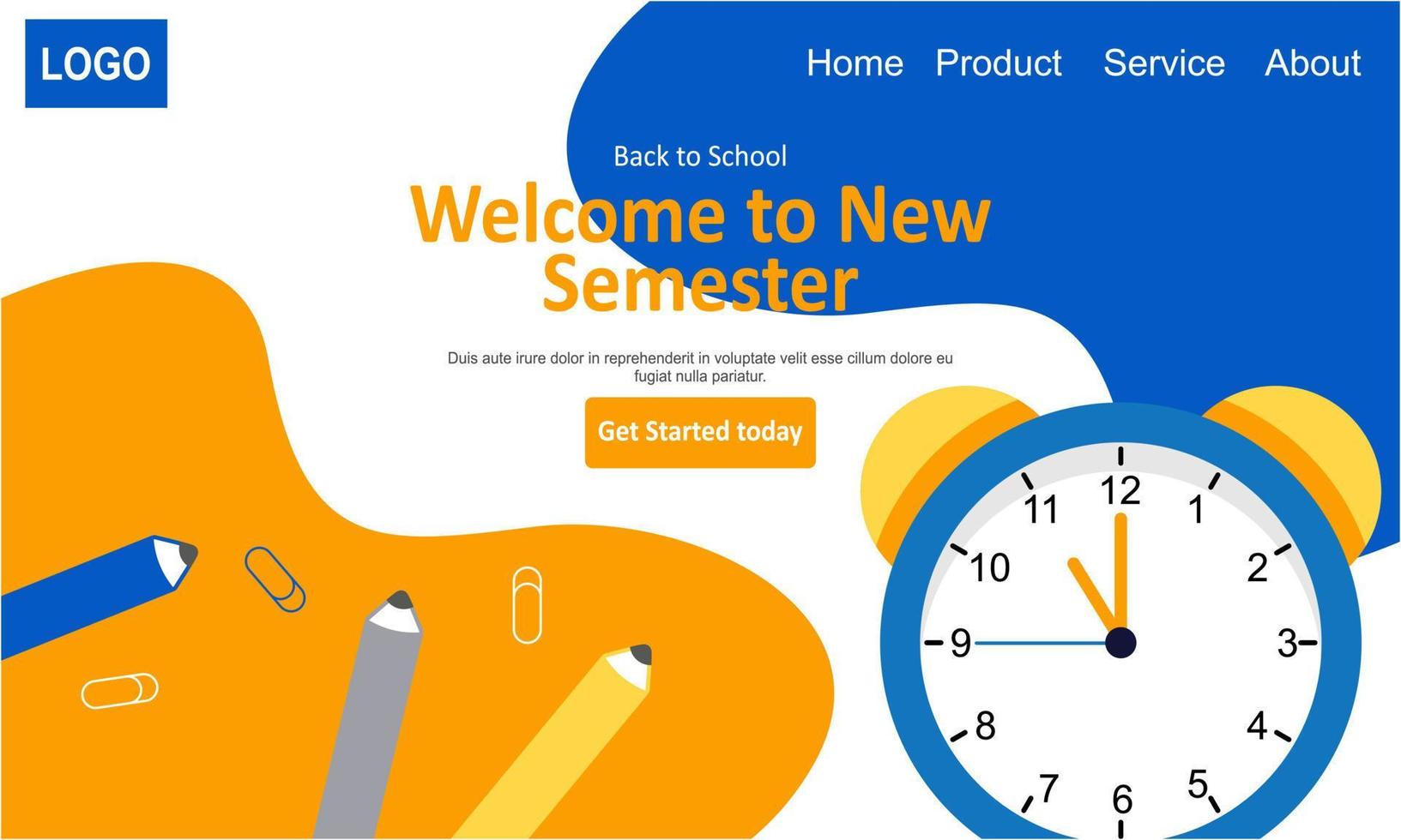 Back to school banner template landing page vector
