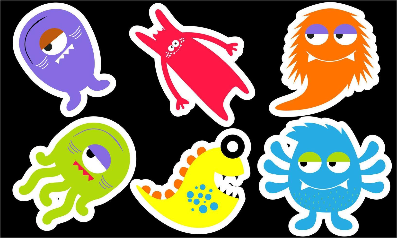 Seamless pattern with funny monsters. Sticker monster vector