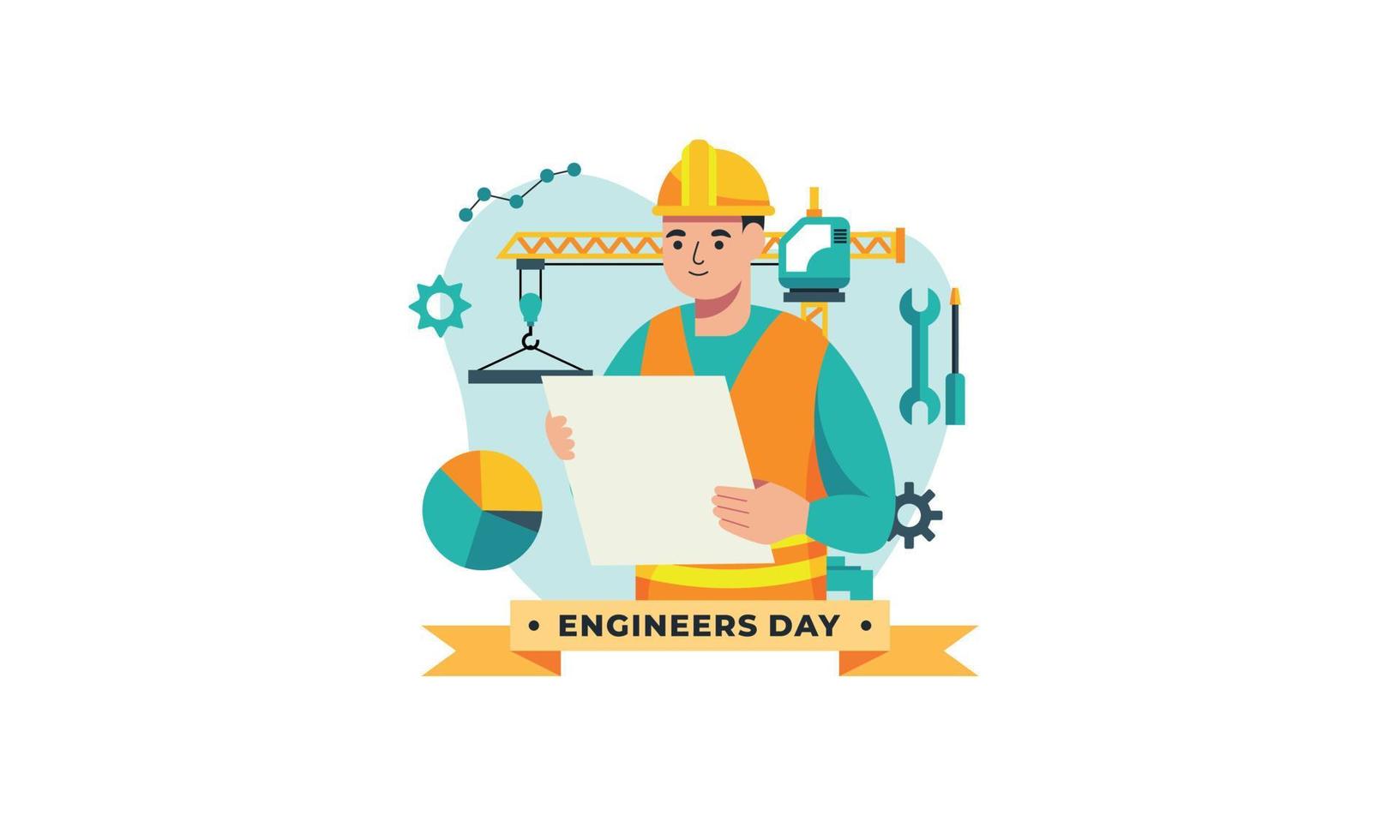 ingeniería y construcción ilustrada. feliz dia del ingeniero vector