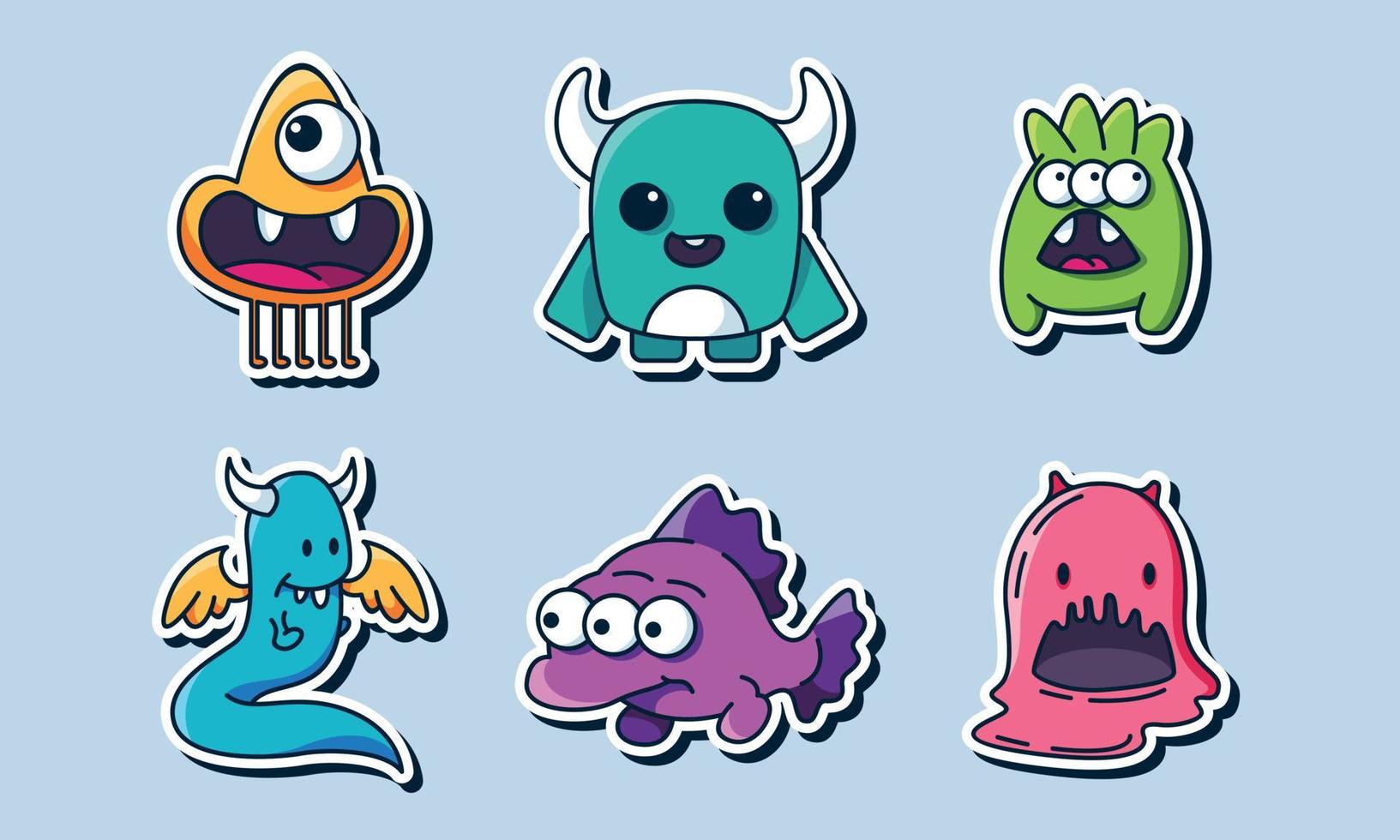 Seamless pattern with funny monsters. Sticker monster vector