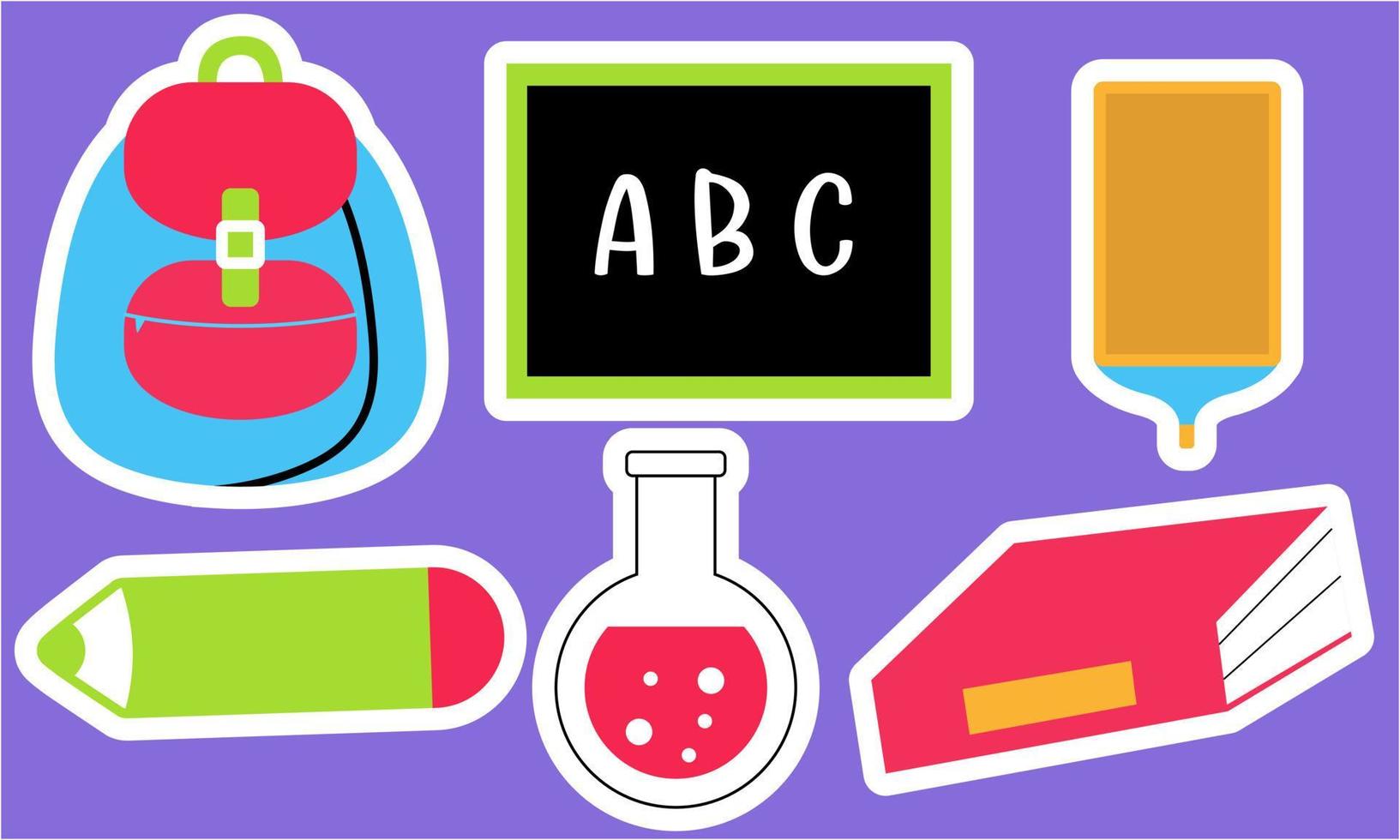 Stickers with school supplies collection. Back to school vector