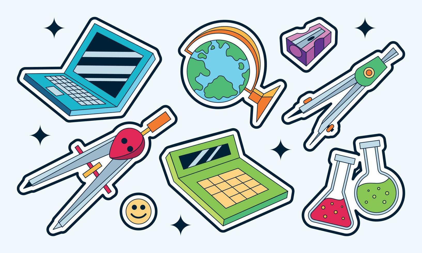 Stickers with school supplies collection. Back to school vector