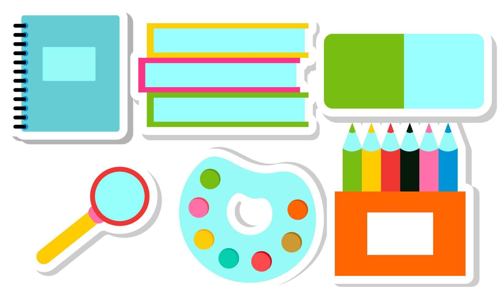 Stickers with school supplies collection. Back to school vector