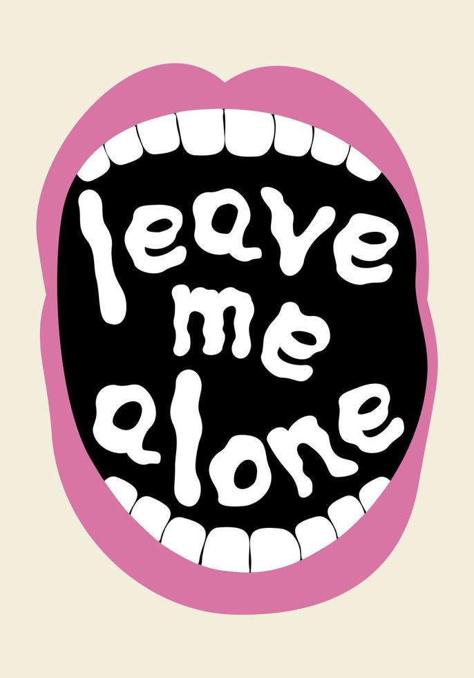 Vector isolated illustration of crying mouth. Leave me alone.