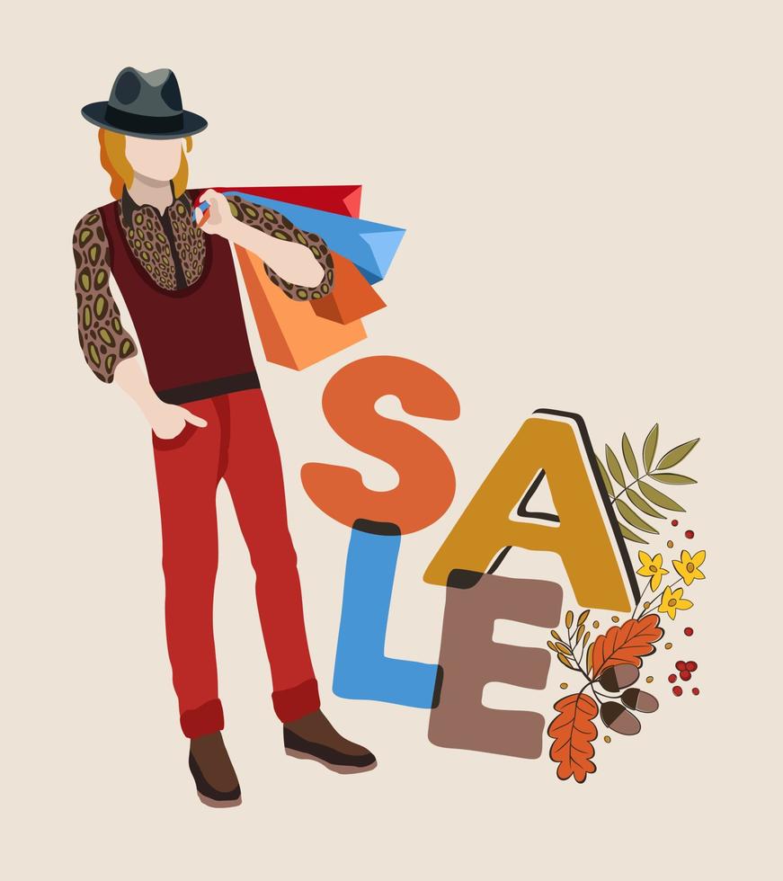 Sale. Vector isolated illustration with lettering.