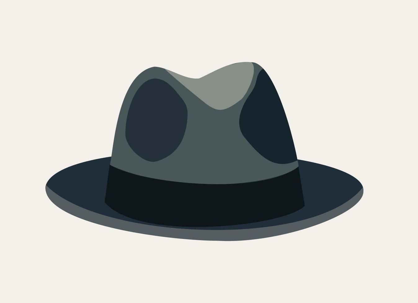 Vector isolated illustration of grey fedora hat.