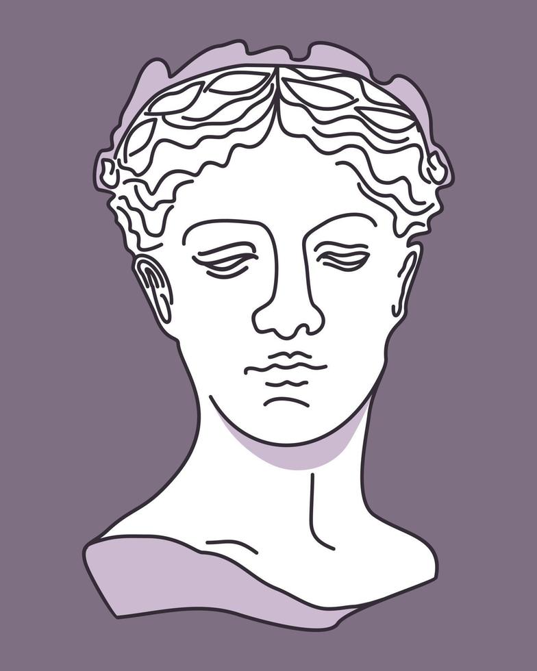 Vector isolated illustration of female greek statue.