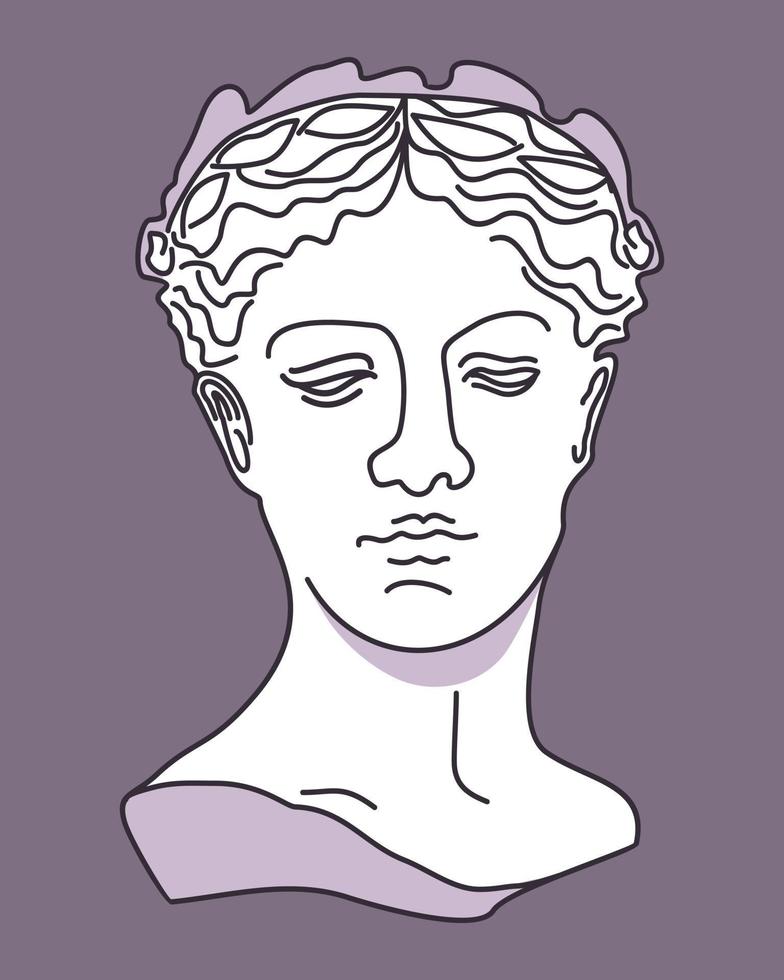 Vector isolated illustration of female greek statue.