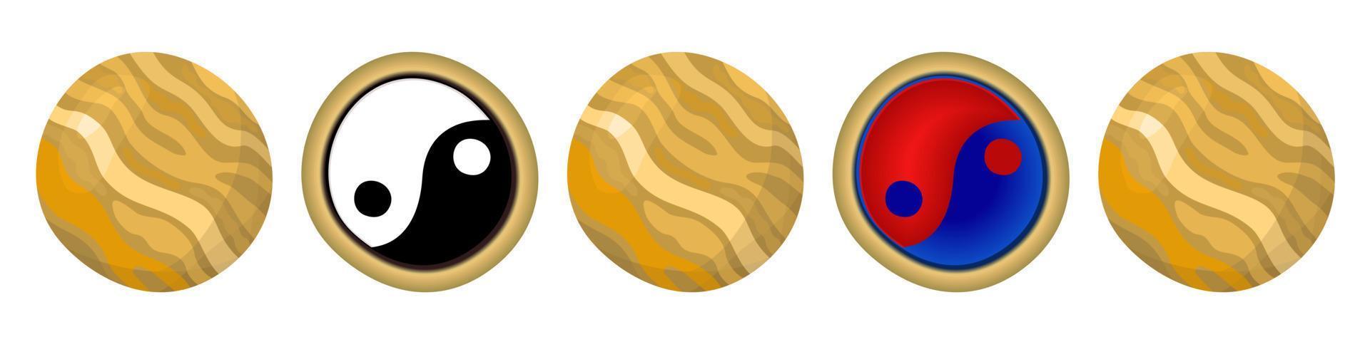 Vector collection of round mascots. Yin yang.