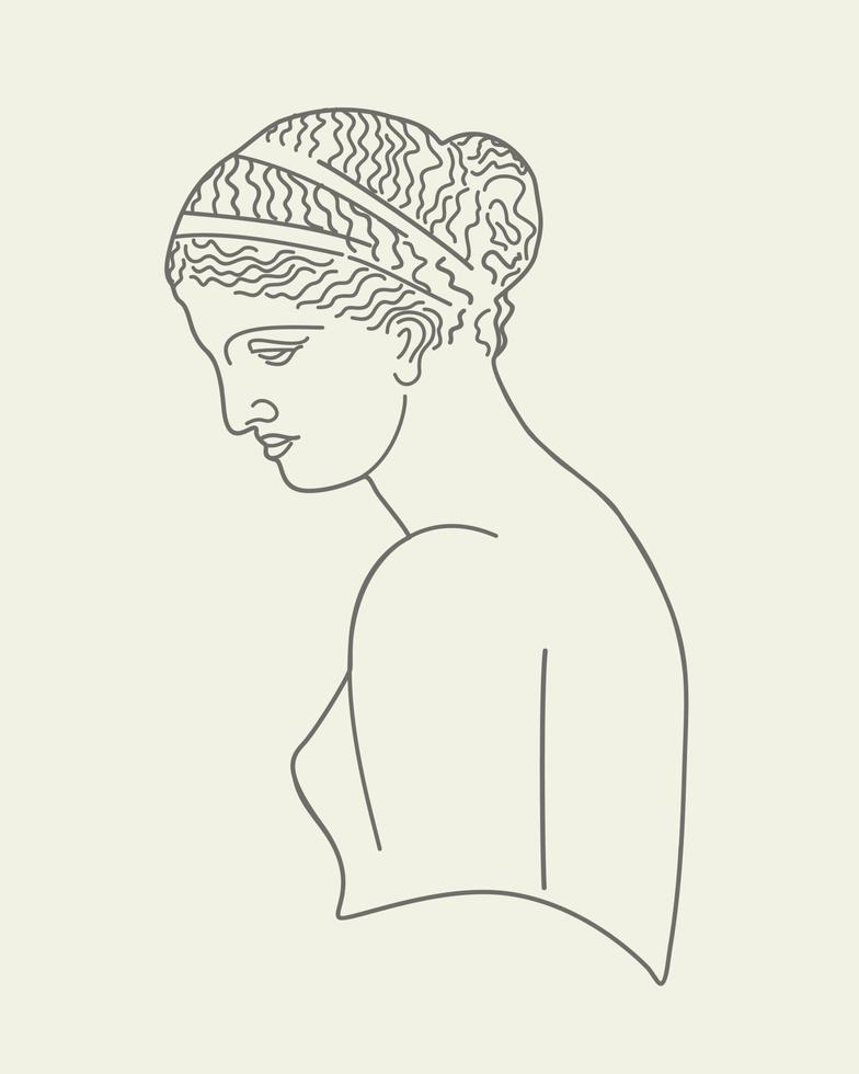 Vector isolated illustration of female greek statue.