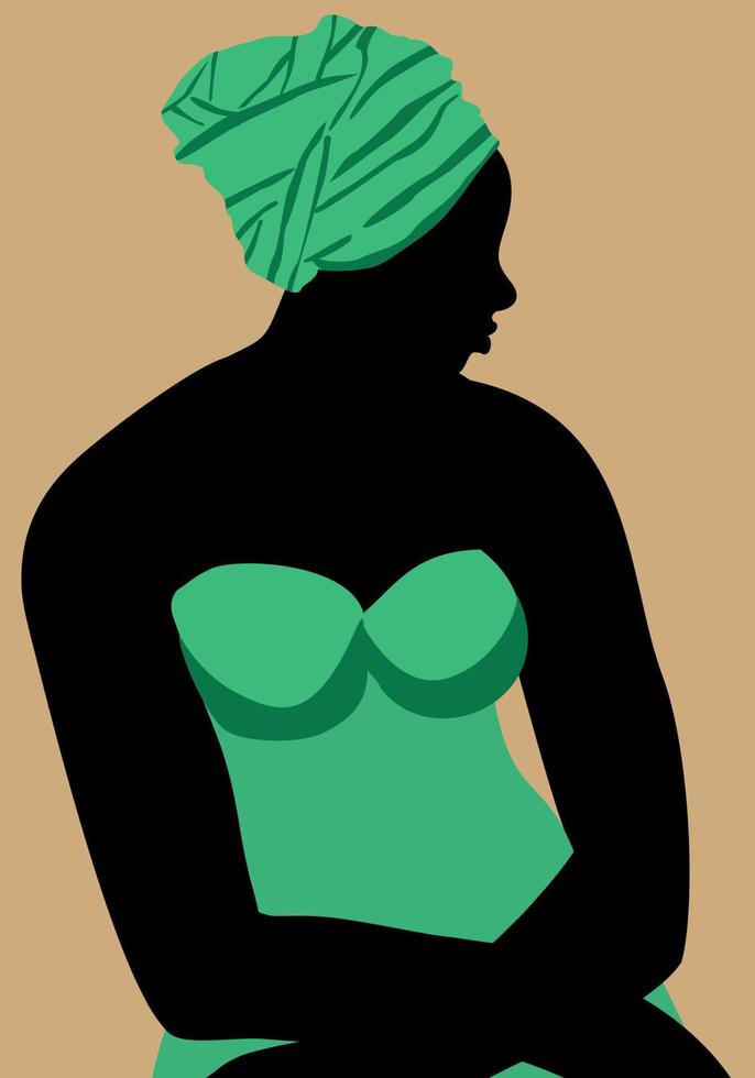 Vector profile portrait of african woman.