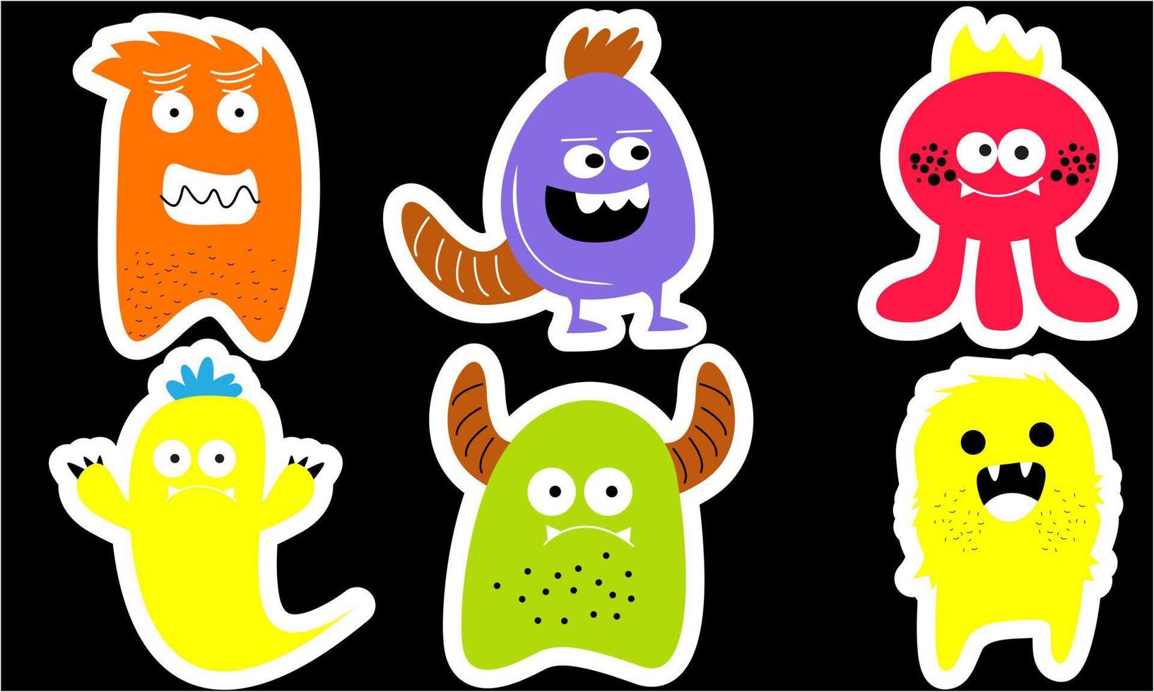 Seamless pattern with funny monsters. Sticker monster vector