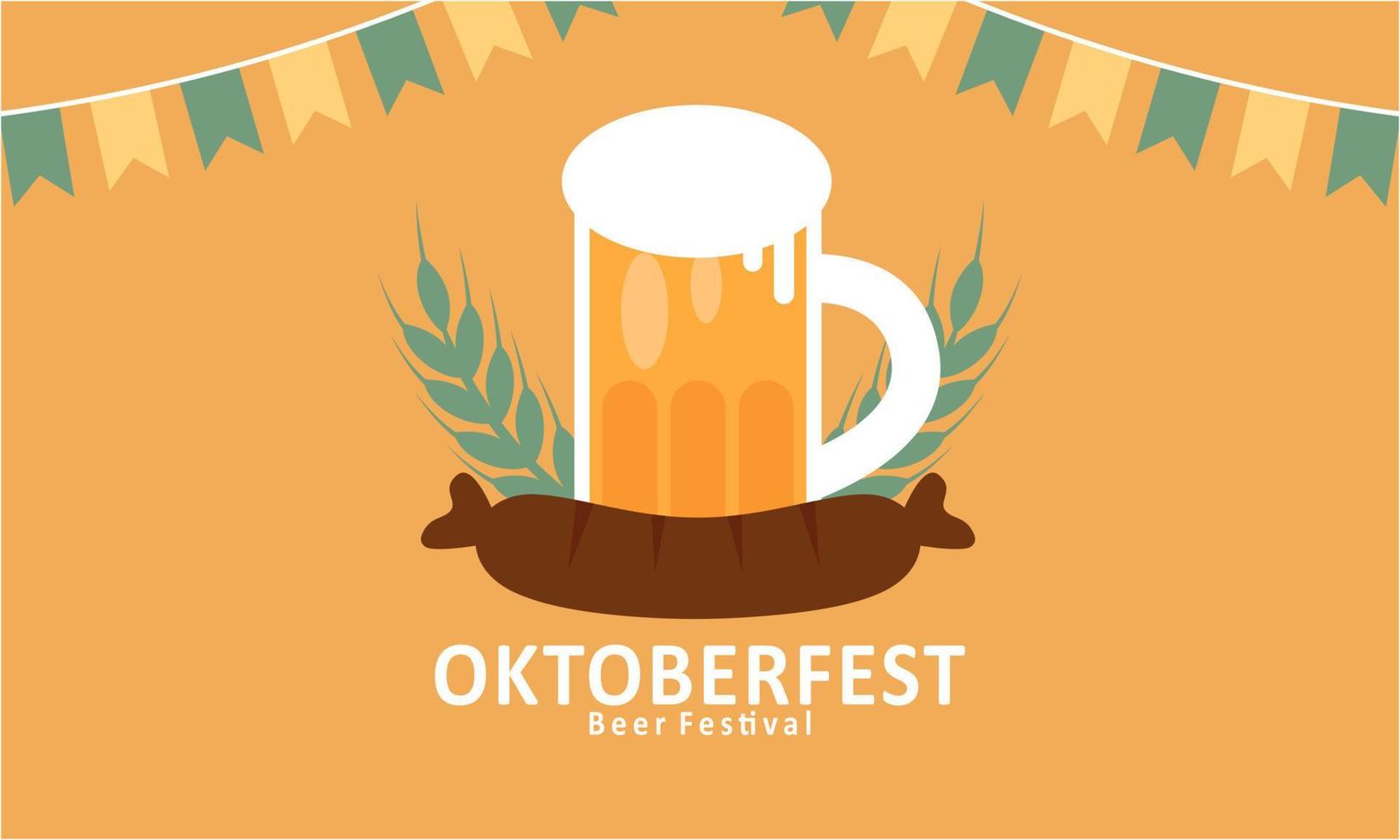 Realistic oktoberfest beer festival background can used for poster template vector