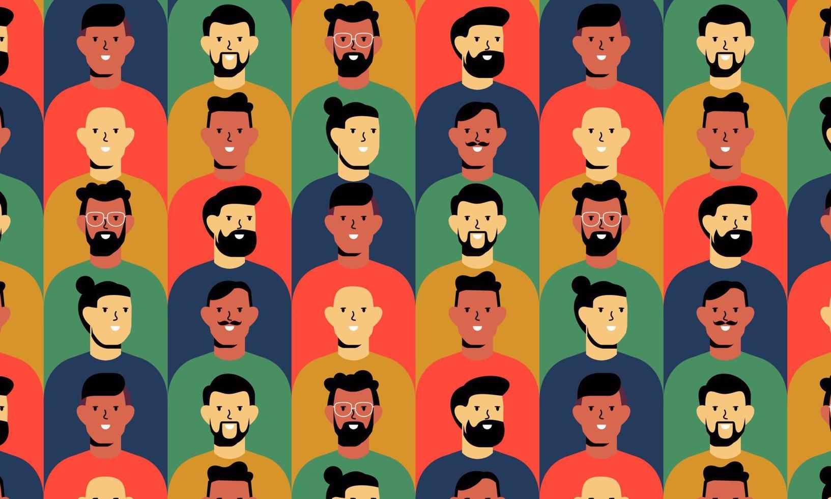 Seamless with men faces. Design element for Fathers Day concept and other use. vector