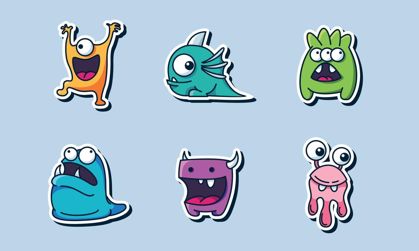 Seamless pattern with funny monsters. Sticker monster vector