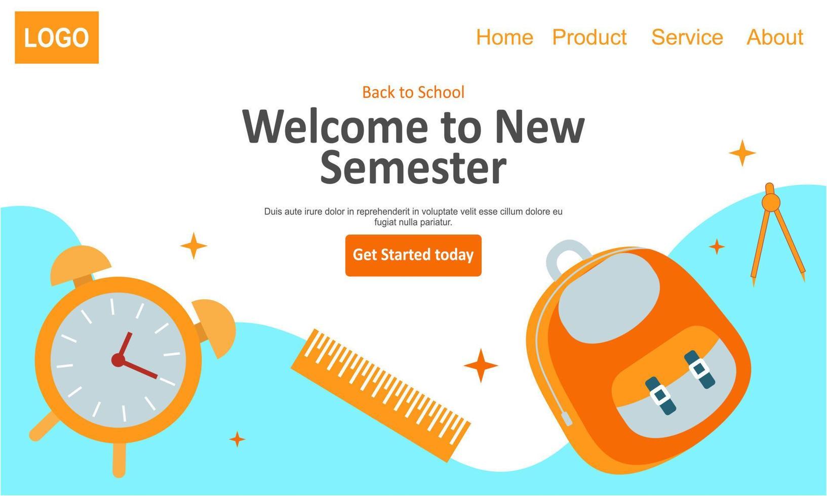 Back to school banner template landing page vector