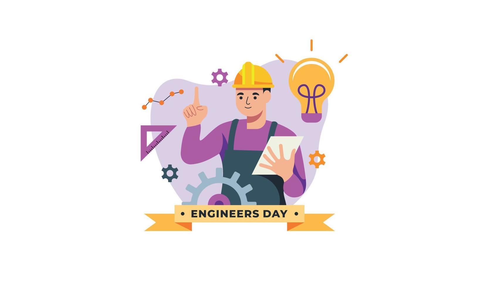 Engineering and construction illustrated. Happy engineers day vector