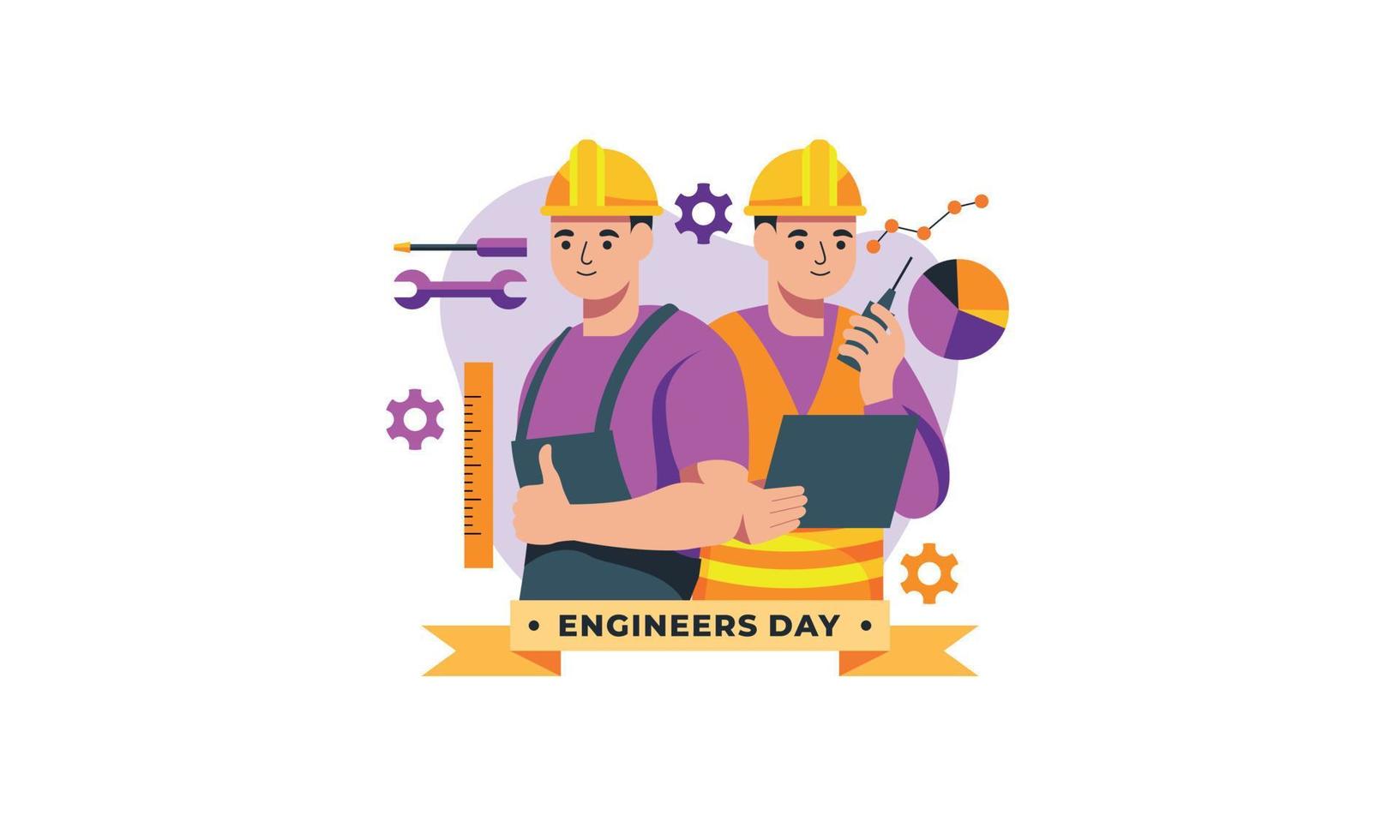 ingeniería y construcción ilustrada. feliz dia del ingeniero vector