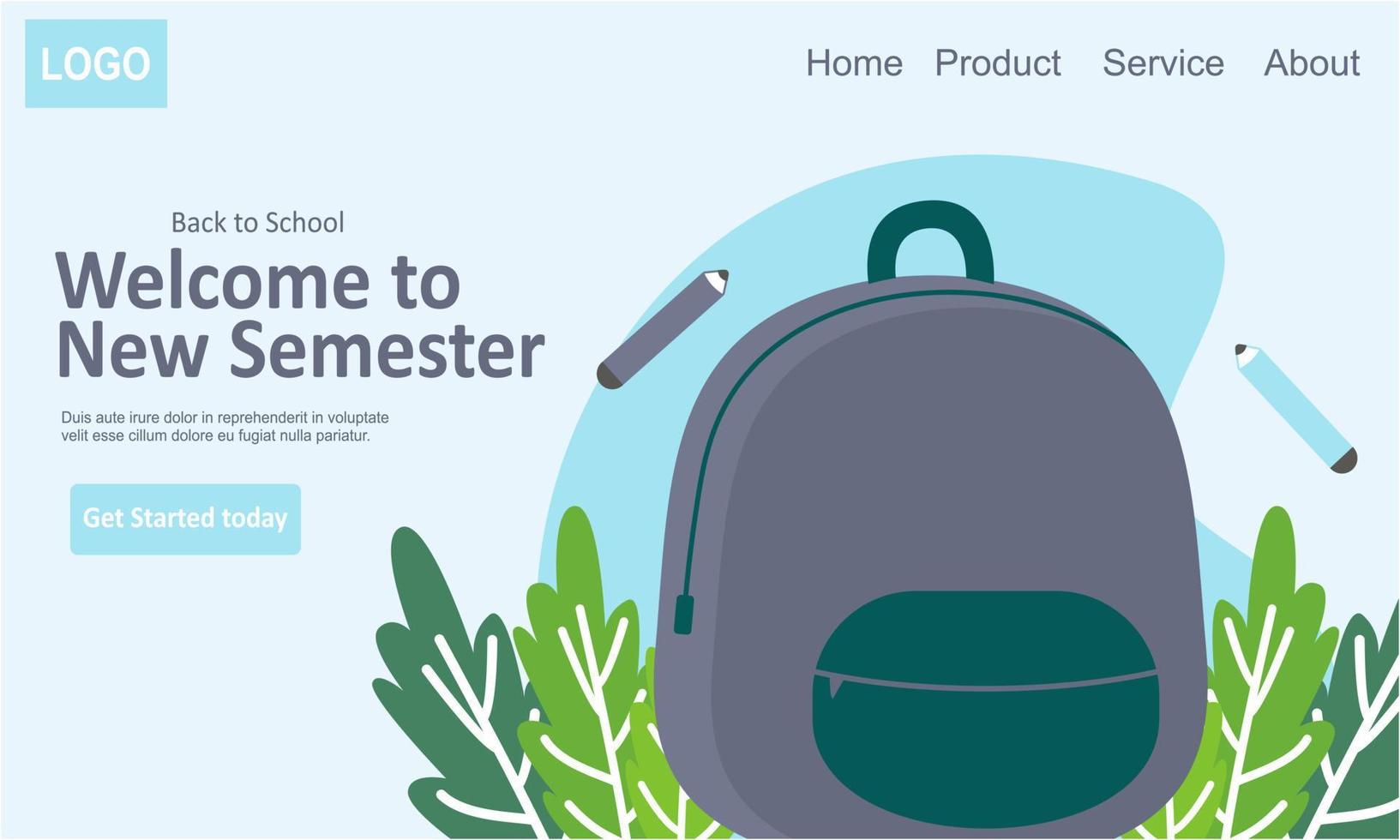 Back to school banner template landing page vector