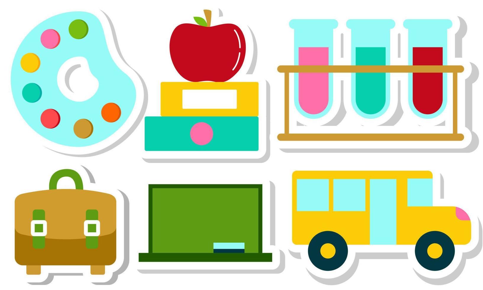 Stickers with school supplies collection. Back to school vector