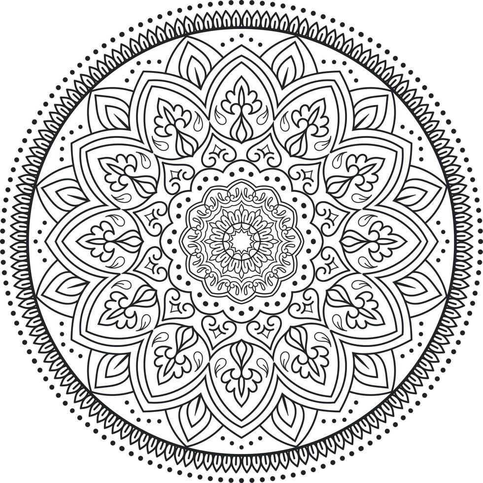 Floral black and white mandala design. vector