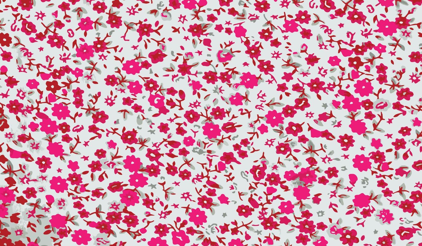 Fabric red-pink flower pattern texture vector wallpaper. texture clothing background