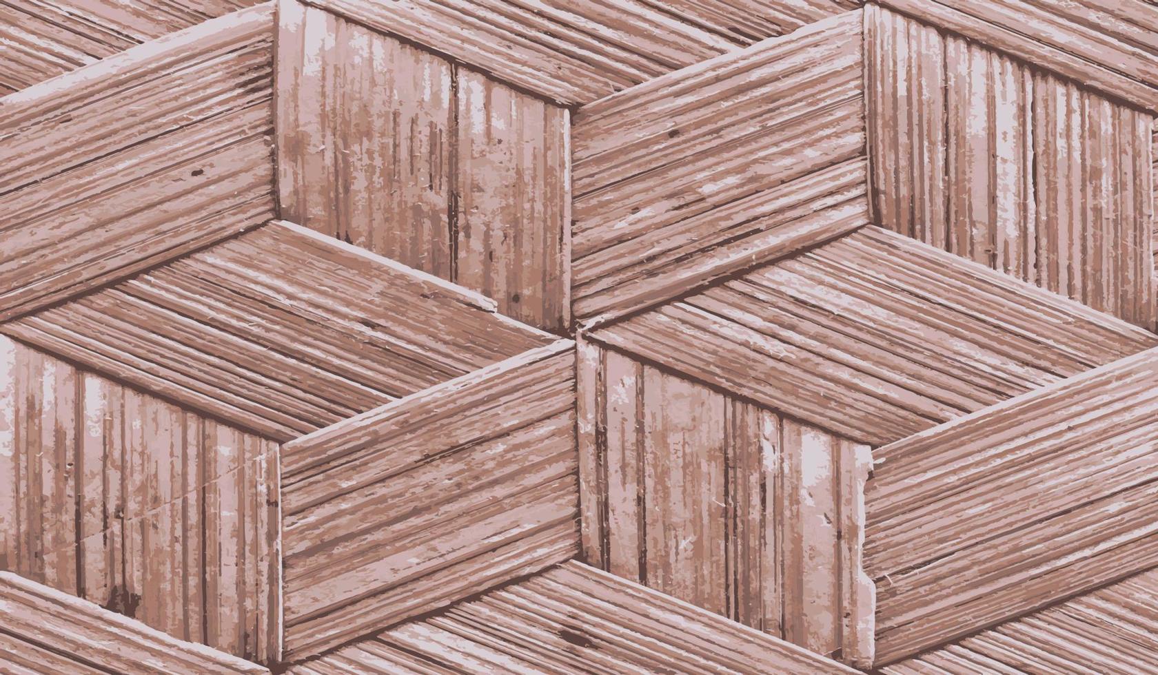 Fondo de vector de madera tejida marrón en zigzag, concepto de textura de madera de papel tapiz