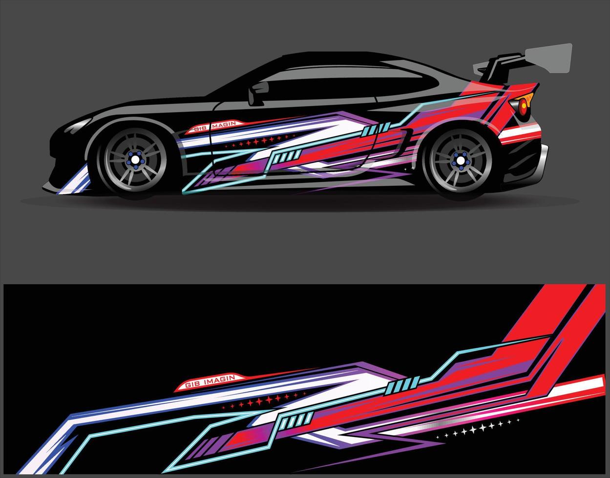 Diseños de fondo de carreras de rayas abstractas gráficas para aventuras de carreras de rally de vehículos y librea de carreras de autos vector
