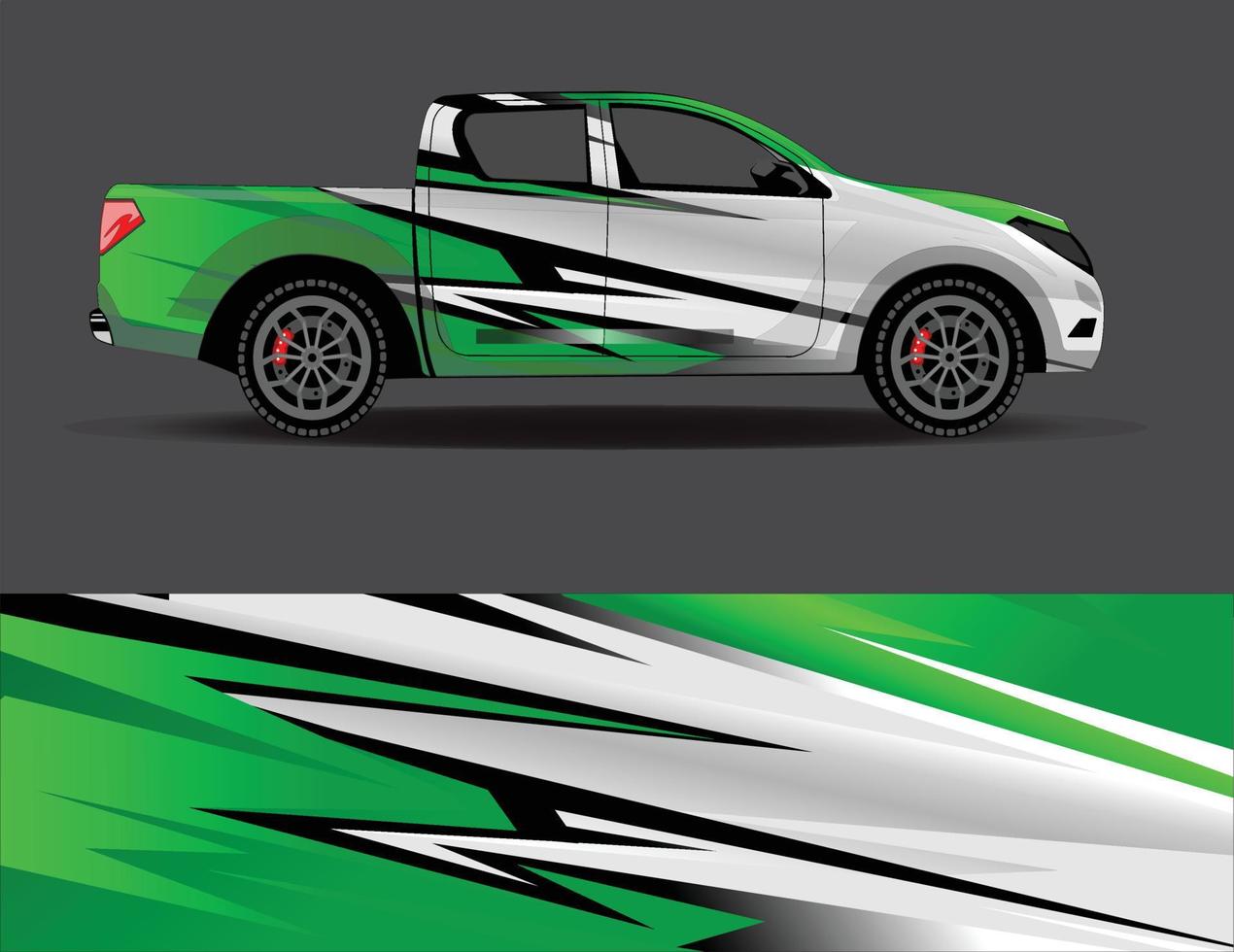 vector de diseño de envoltura de coche. Diseños de kits de fondo de carreras de franjas abstractas gráficas para envolver vehículos carrera de autos rally aventura y librea