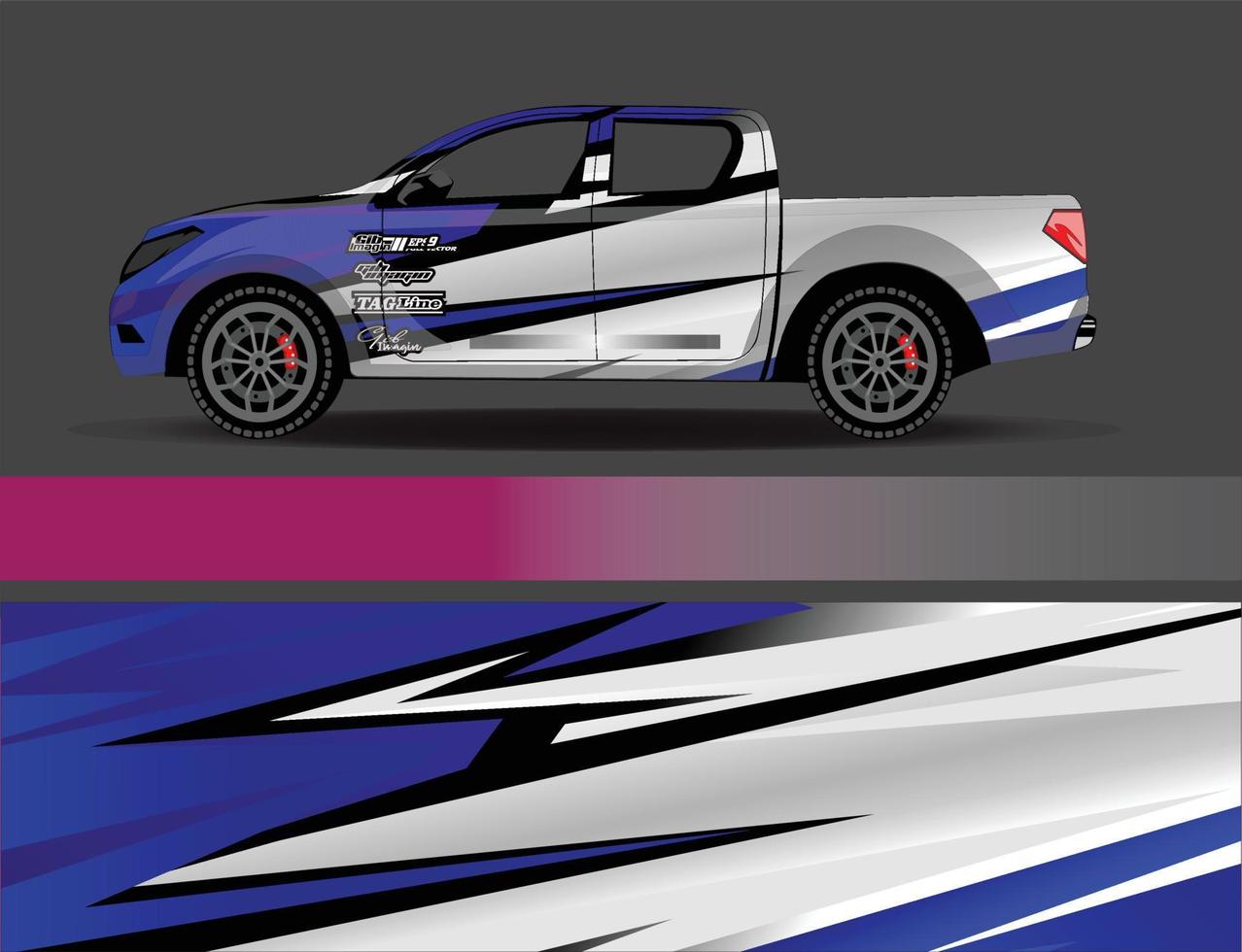 Car wrap design vector. Graphic abstract stripe racing background kit designs for wrap vehicle  race car  rally  adventure and livery vector