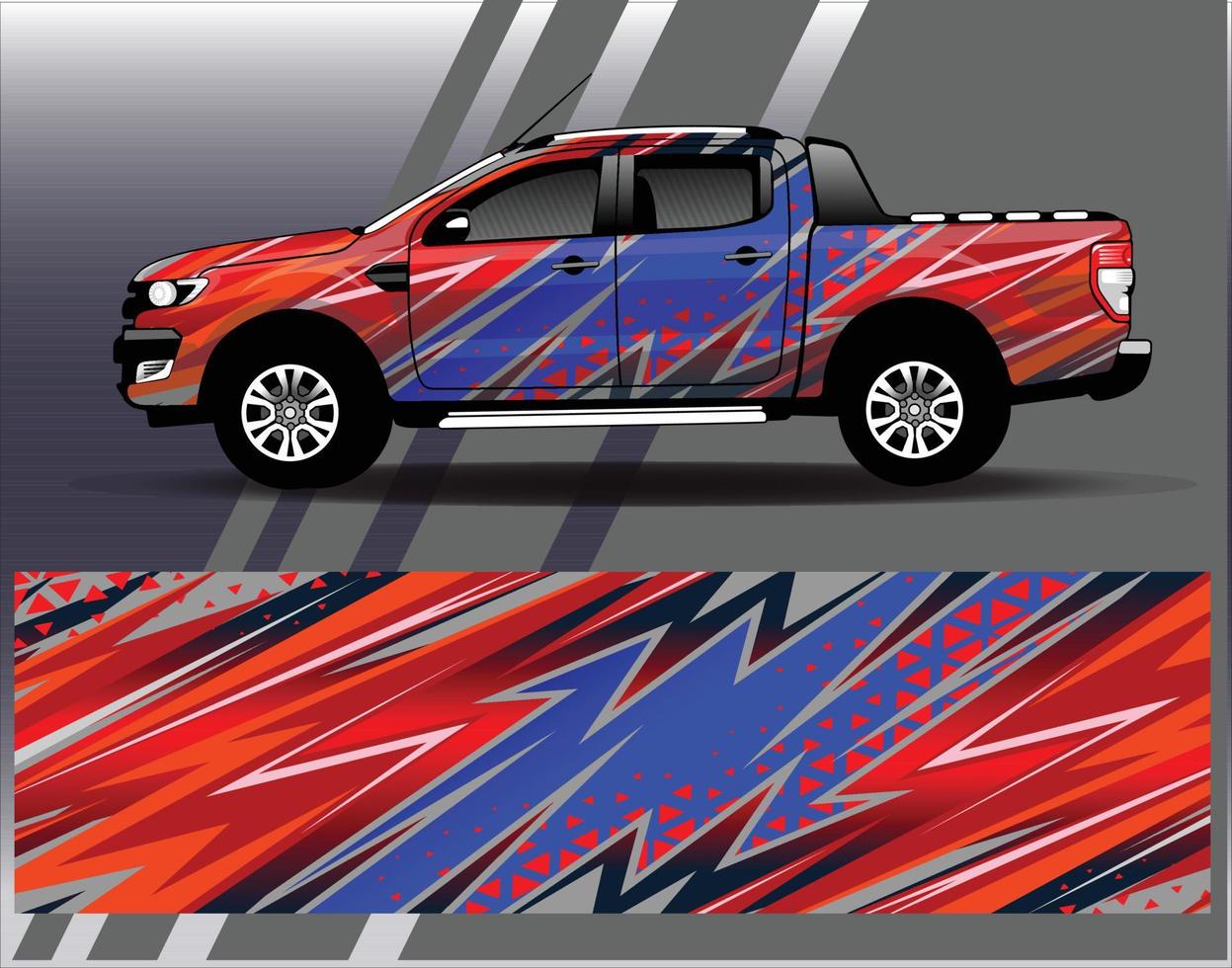 Car wrap design vector. Graphic abstract stripe racing background kit designs for wrap vehicle  race car  rally  adventure and livery vector