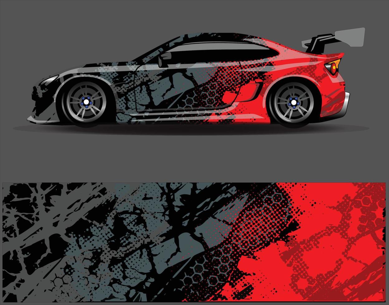 Diseños de fondo de carreras de rayas abstractas gráficas para aventuras de carreras de rally de vehículos y librea de carreras de autos vector