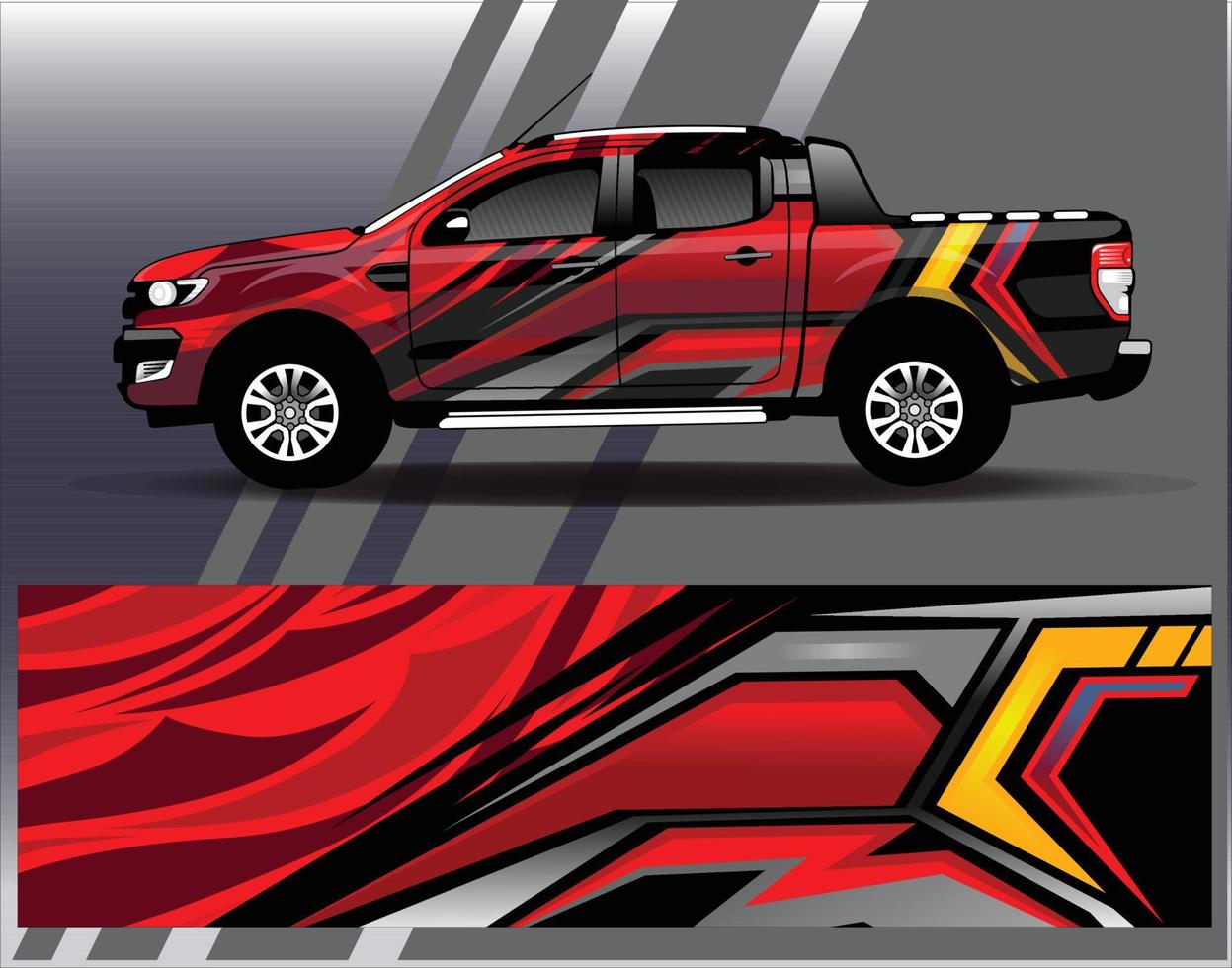 Car wrap design vector. Graphic abstract stripe racing background kit designs for wrap vehicle  race car  rally  adventure and livery vector