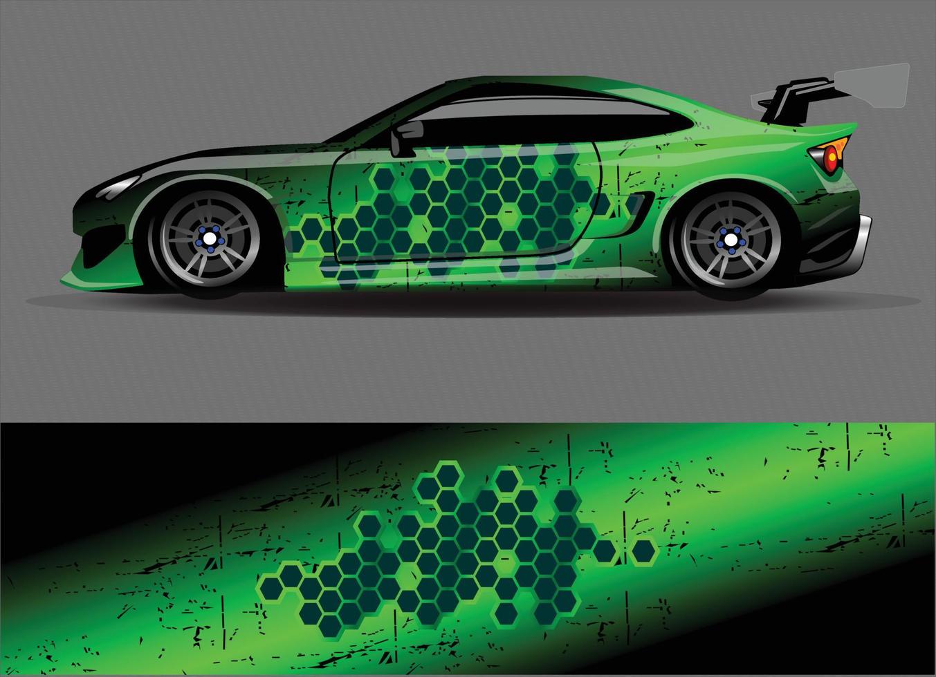 vector de diseño de envoltura de coche. Diseños de kits de fondo de carreras de franjas abstractas gráficas para envolver vehículos carrera de autos rally aventura y librea