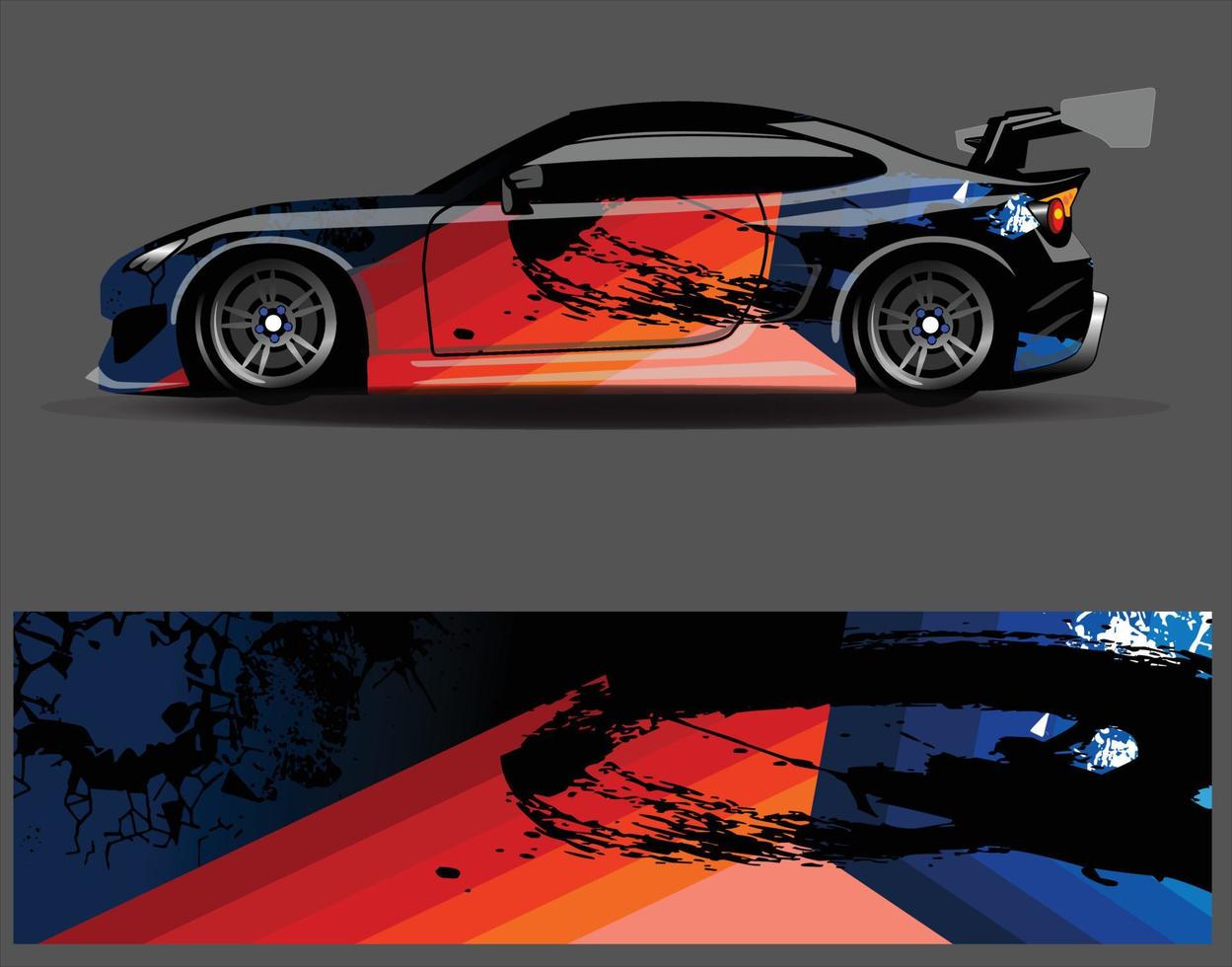 Diseños de fondo de carreras de rayas abstractas gráficas para aventuras de carreras de rally de vehículos y librea de carreras de autos vector