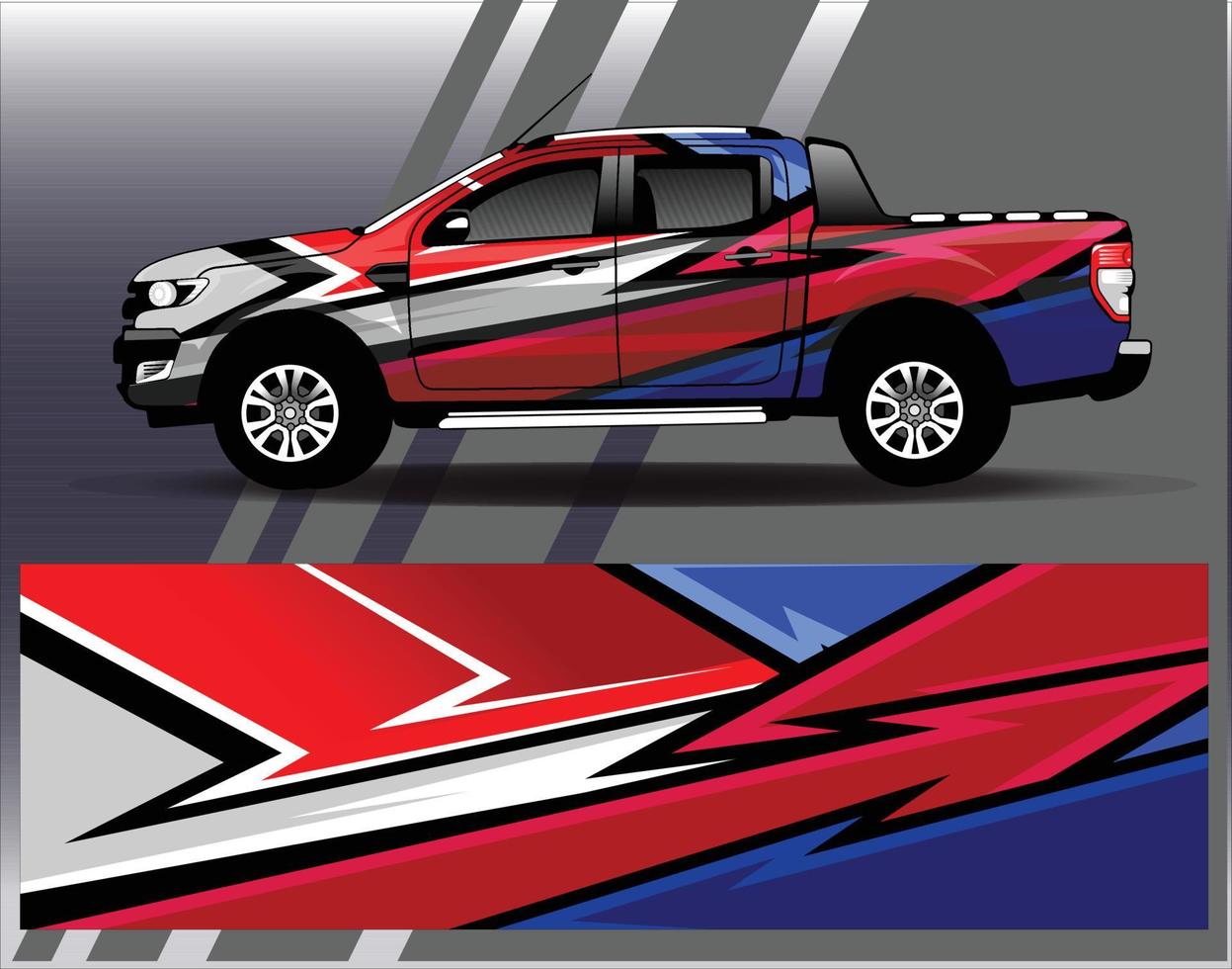 Car wrap design vector. Graphic abstract stripe racing background kit designs for wrap vehicle  race car  rally  adventure and livery vector