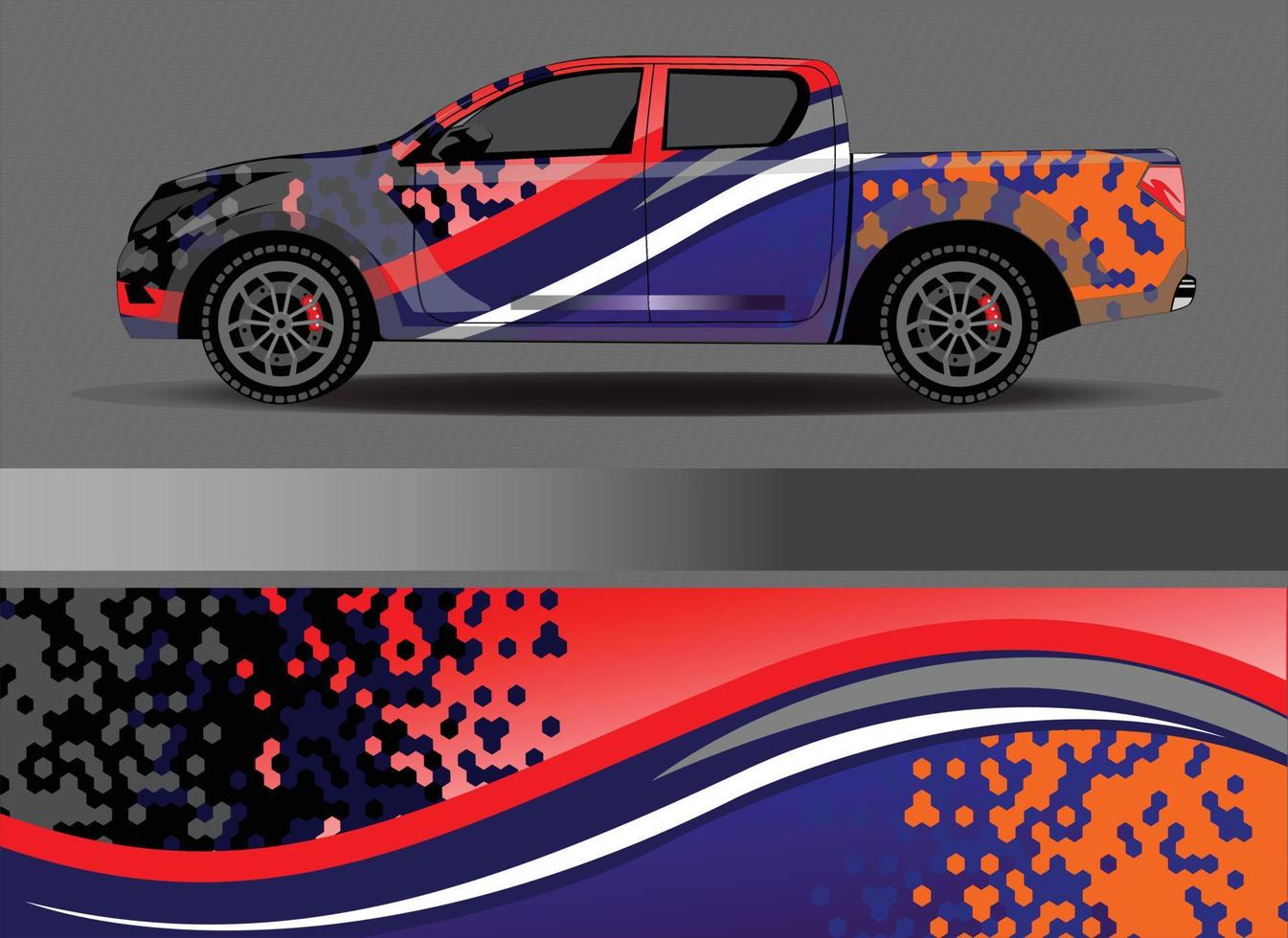 Car wrap design vector. Graphic abstract stripe racing background kit designs for wrap vehicle  race car  rally  adventure and livery vector
