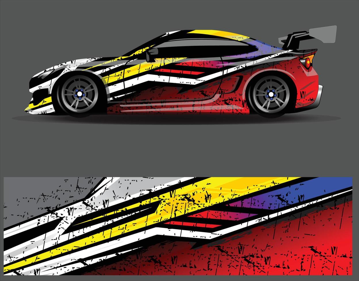 Diseños de fondo de carreras de rayas abstractas gráficas para aventuras de carreras de rally de vehículos y librea de carreras de autos vector